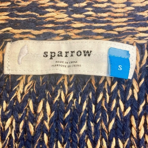 Anthropologie SPARROW Marled Peat Cardigan Open Front SIZE S Linen Blend Fringe. - Picture 6 of 13
